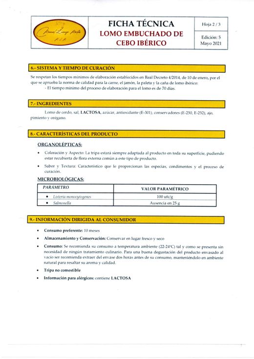 1/2 Lomo Ibérico de Cebo 50% Raza Ibérica (750gr - 850gr)