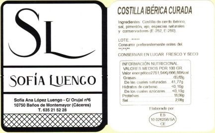 Costilla embuchada ibérica (600 - 700 gr)