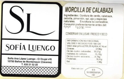 Morcilla de Calabaza Dulce (350 - 450 gr)
